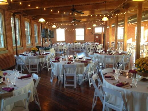 Lit up wedding banquet area